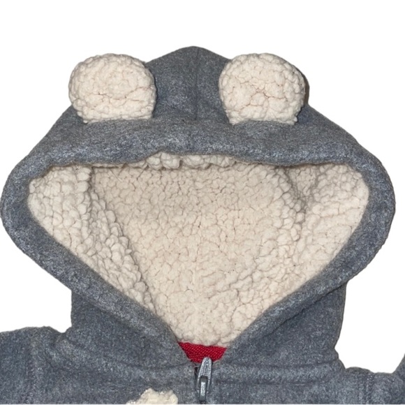 CARTER’S➕Fleece Moose Hooded Romper - Picture 3 of 5